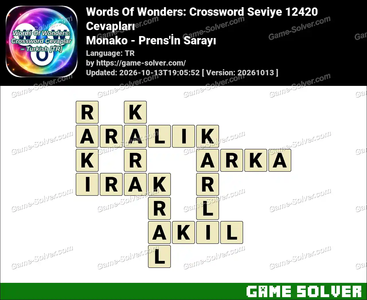 Words Of Wonders: Crossword Seviye 12420 Cevapları – Monako – Prens’İn Sarayı
